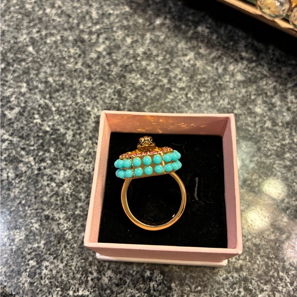 Kurt Geiger Gold and Turquoise Ring, size 6-6.5. - Picture 6 of 11